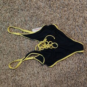 Wicked weasel one piece swimsuit color black and yellow size large